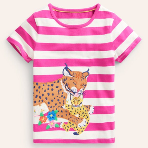 NWT Mini Boden Mama Lynx & Kitten T-Shirt 4/5Y - Picture 1 of 3